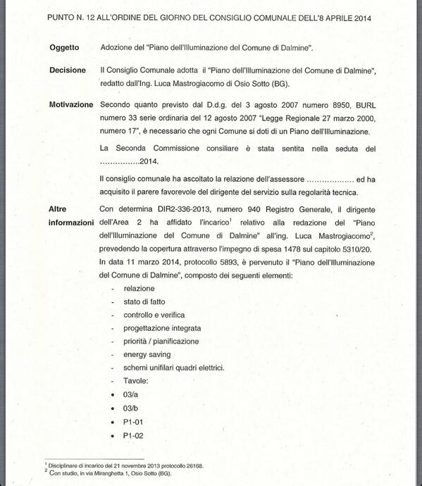 Si passa al punto 12 : piano regolatore illuminazione comunale #opendalmine http://t.co/W7BDa8hPc5